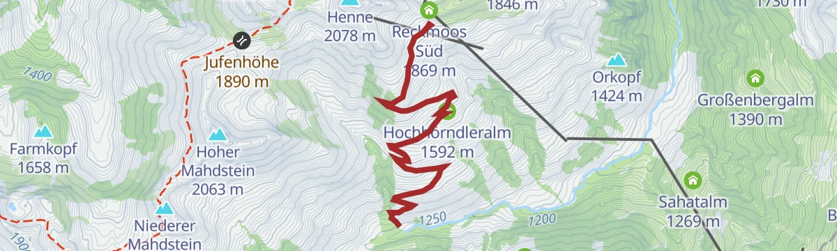 Route map: Hike Hochhörndler Hütte